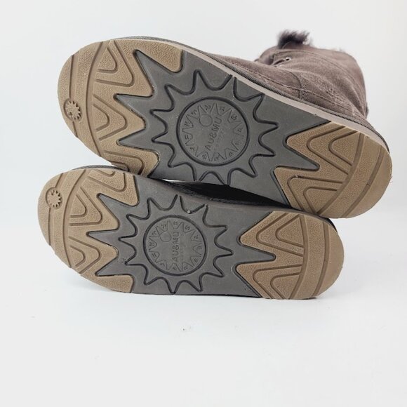 AU&MU Women's Brown Suede Fur Mid-Calf Insulated Winter Snow Boot Size 7 - Picture 6 of 7